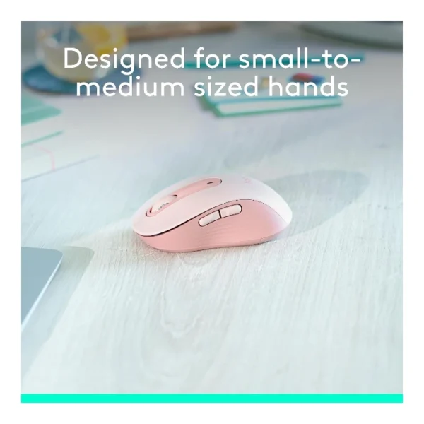 Logitech Signature M650 — Mouse Inalámbrico | Bluetooth | Diestro | Para manos pequeñas | Rosa - Imagen 2