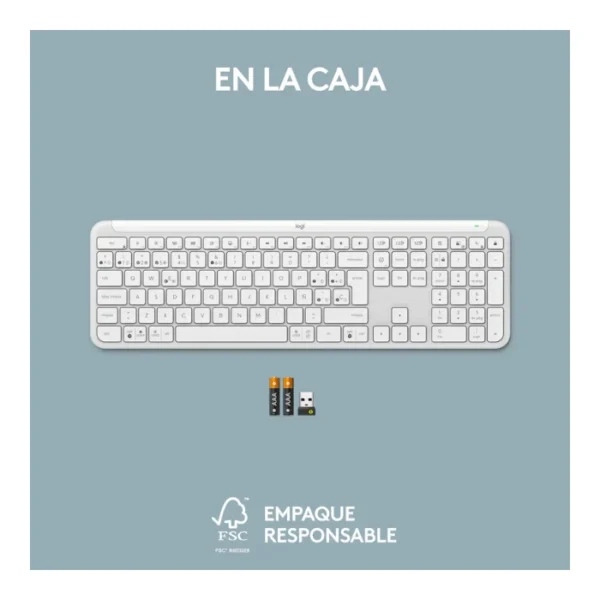 Logitech Signature Slim K950 — Teclado inalámbrico, Bluetooth, español, multidispositivo - Blanco - Imagen 8