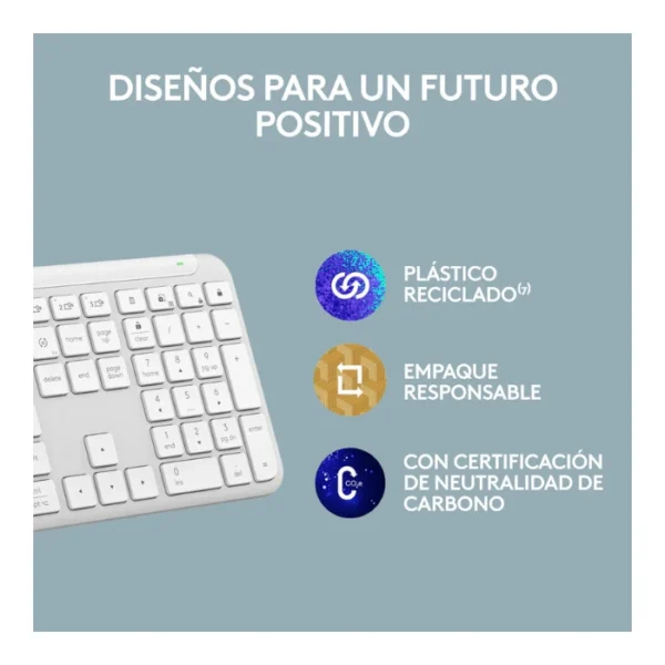 Logitech Signature Slim K950 — Teclado inalámbrico, Bluetooth, español, multidispositivo - Blanco - Imagen 7