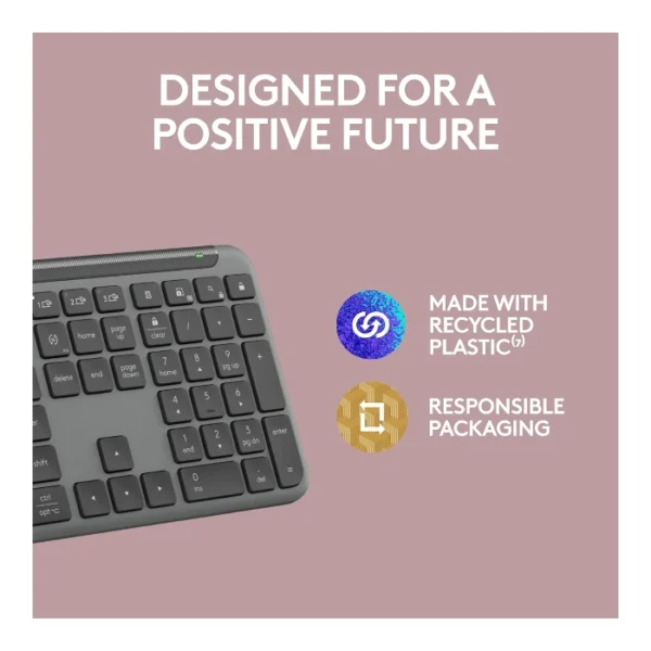 Logitech Signature Slim K950 — Teclado inalámbrico, Bluetooth, español, multidispositivo - Grafito - Imagen 9