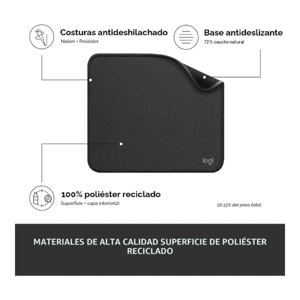 Logitech Studio Series Graphite — Mouse Pad 20 x 23cm | Negro - Imagen 4