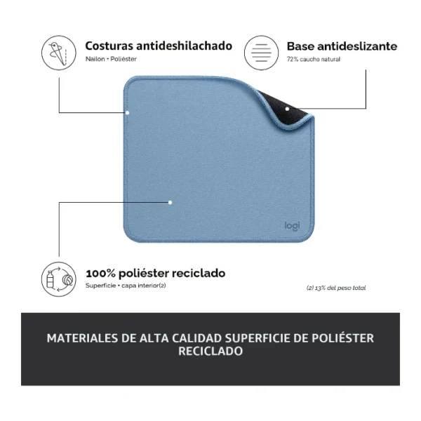 Logitech Studio Series Blue Grey — Mouse Pad 20 x 23cm | Azul - Imagen 4