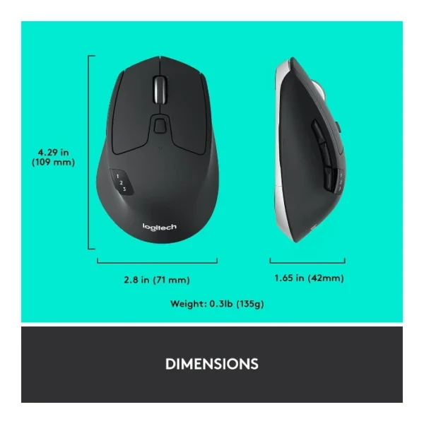 Logitech Triathlon M720 — Mouse inalámbrico | óptico | multidispositivo - Negro - Imagen 7