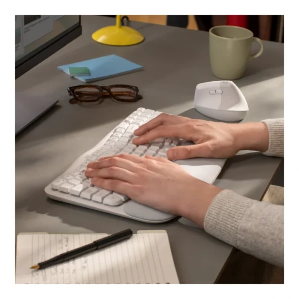 Logitech Wave Keys — Teclado inalámbrico, Bluetooth, español, multidispositivo - Blanco - Imagen 3