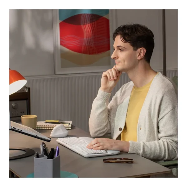 Logitech Wave Keys — Teclado inalámbrico, Bluetooth, español, multidispositivo - Blanco - Imagen 5