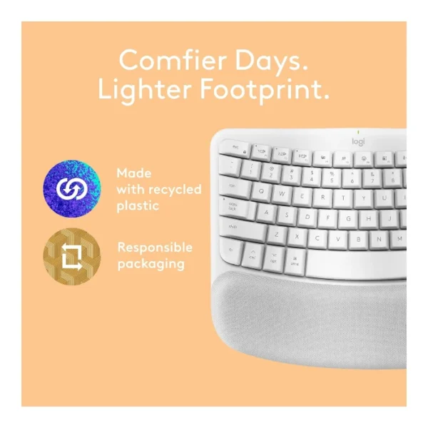 Logitech Wave Keys — Teclado inalámbrico, Bluetooth, español, multidispositivo - Blanco - Imagen 6