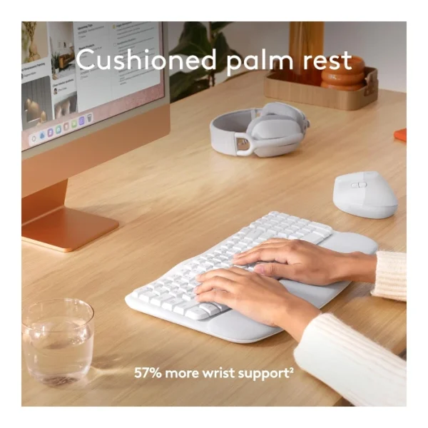 Logitech Wave Keys — Teclado inalámbrico, Bluetooth, español, multidispositivo - Blanco - Imagen 5