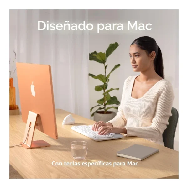 Logitech Wave Keys — Teclado inalámbrico, Bluetooth, español, multidispositivo - Blanco - Imagen 4