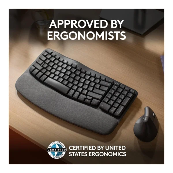 Logitech Wave Keys — Teclado inalámbrico, Bluetooth, español, multidispositivo - Negro - Imagen 2