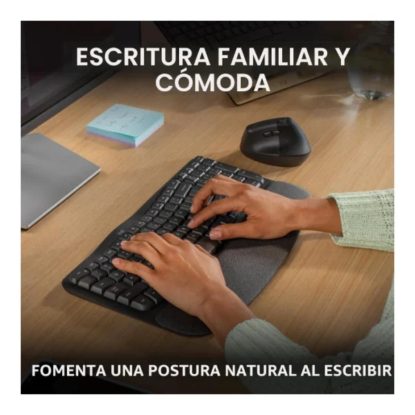 Logitech Wave Keys — Teclado inalámbrico, Bluetooth, español, multidispositivo - Negro - Imagen 5