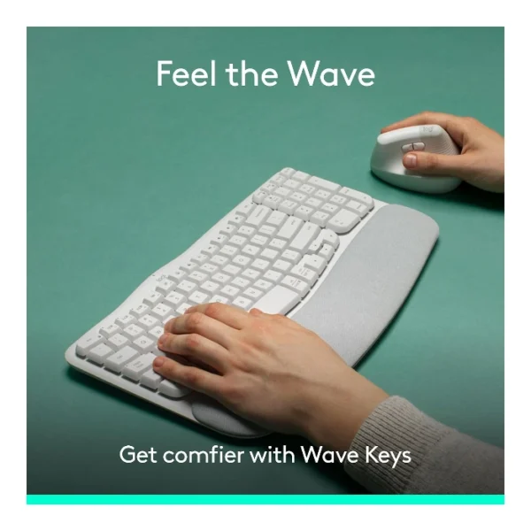 Logitech Wave Keys — Teclado inalámbrico, Bluetooth, español, multidispositivo - Blanco - Imagen 6