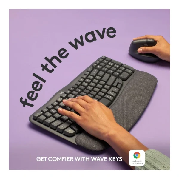 Logitech Wave Keys — Teclado inalámbrico, Bluetooth, español, multidispositivo - Negro - Imagen 3