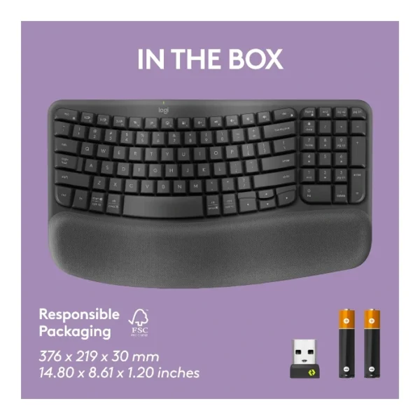 Logitech Wave Keys — Teclado inalámbrico, Bluetooth, español, multidispositivo - Negro - Imagen 8