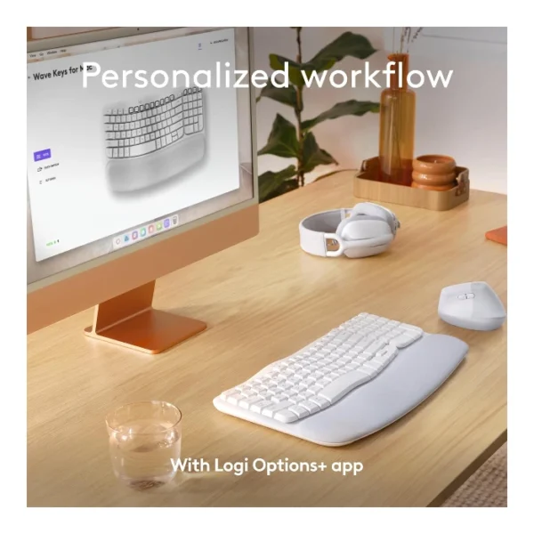 Logitech Wave Keys — Teclado inalámbrico, Bluetooth, español, multidispositivo - Blanco - Imagen 7