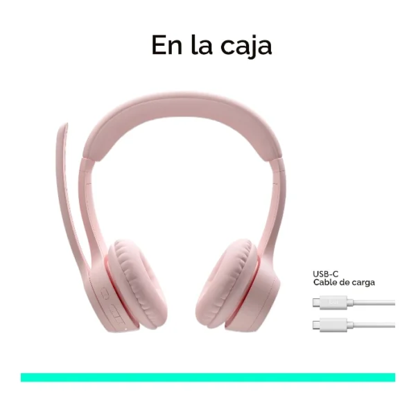 Logitech Zone 300 — Audífono inalámbrico | con micrófono | hasta 2 dispositivos - Rosa - Imagen 6