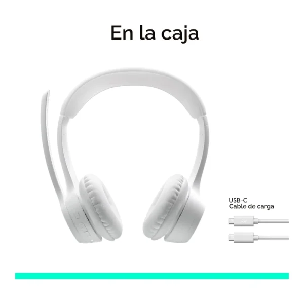 Logitech Zone 300 — Audífono inalámbrico, con micrófono, hasta 2 dispositivos - Blanco - Imagen 5