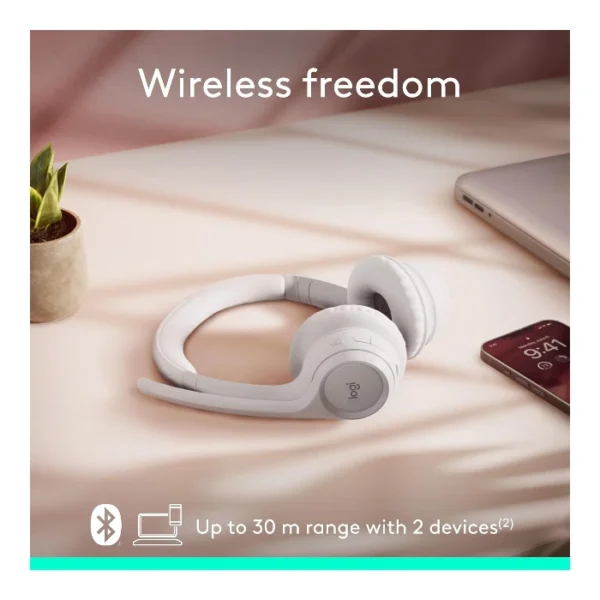Logitech Zone 300 — Audífono inalámbrico, con micrófono, hasta 2 dispositivos - Blanco - Imagen 3