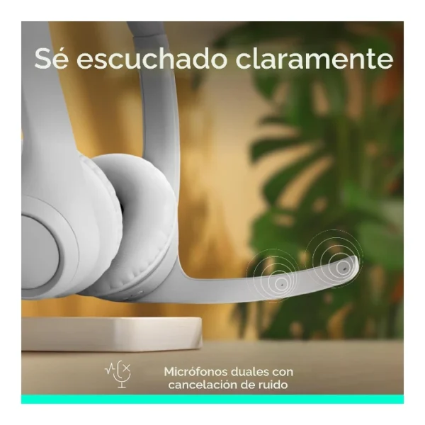 Logitech Zone 300 — Audífono inalámbrico, con micrófono, hasta 2 dispositivos - Blanco - Imagen 4
