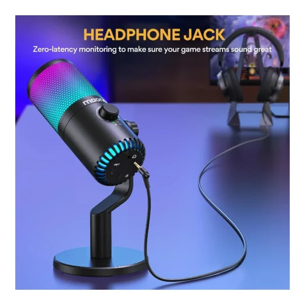 Maono DM30 RGB — Micrófono de condensador USB para gaming, streaming y podcasts, Negro - Imagen 6