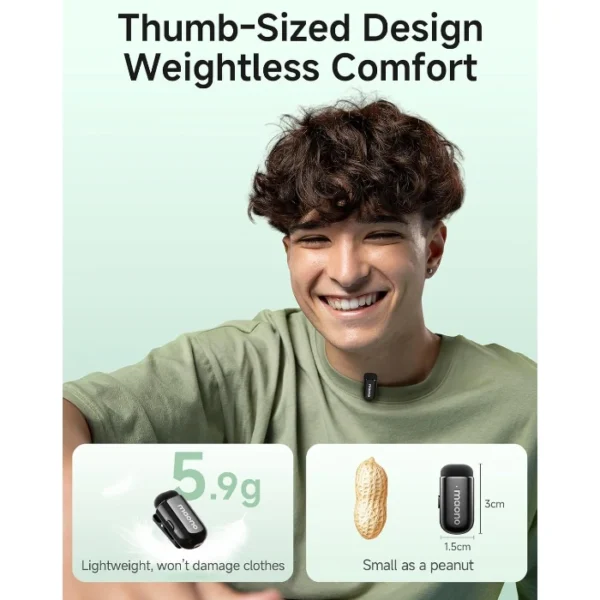 Maono Wave T1 Mini — Sistema de micrófonos inalámbricos lavalier (de solapa) | USB-C | Negro - Imagen 7