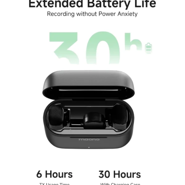 Maono Wave T1 Mini — Sistema de micrófonos inalámbricos lavalier (de solapa) | USB-C | Negro - Imagen 2