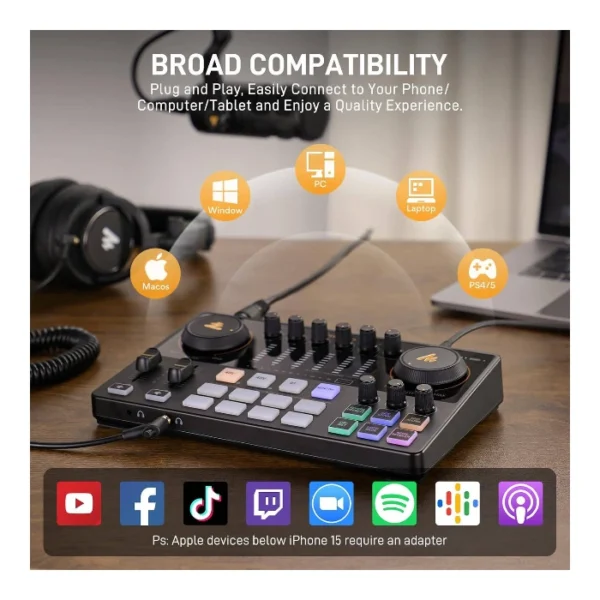 MaonoCaster E2 Gen2 — Consola de podcast e interfaz de audio "todo en uno" para streamers y creadores | No compatible con micrófonos USB - Imagen 5
