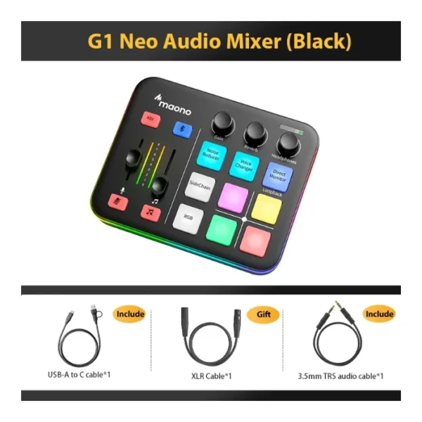 MaonoCaster G1 Neo — Interfaz de audio y mezclador todo en uno diseñada para streamers | No compatible con micrófonos USB - Imagen 7