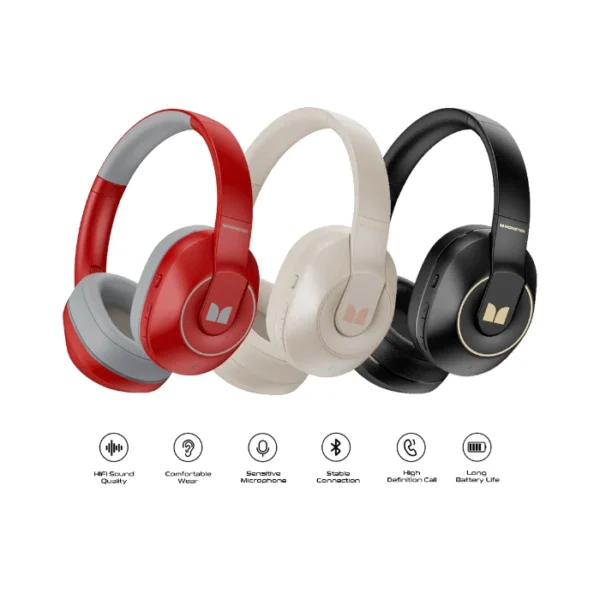 MONSTER Storm XKH01 — Audífonos con micrófono, 3.5mm, Bluetooth, blanco - Imagen 2