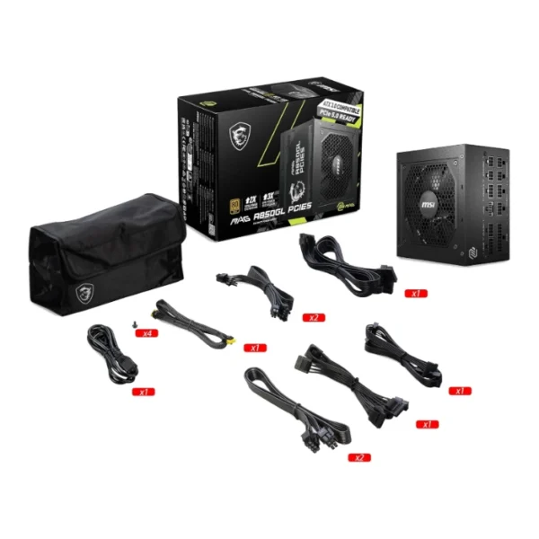MSI MAG A850GL PCIE5 Gold — Fuente de Poder 850W, Full modular, Negro - Imagen 4