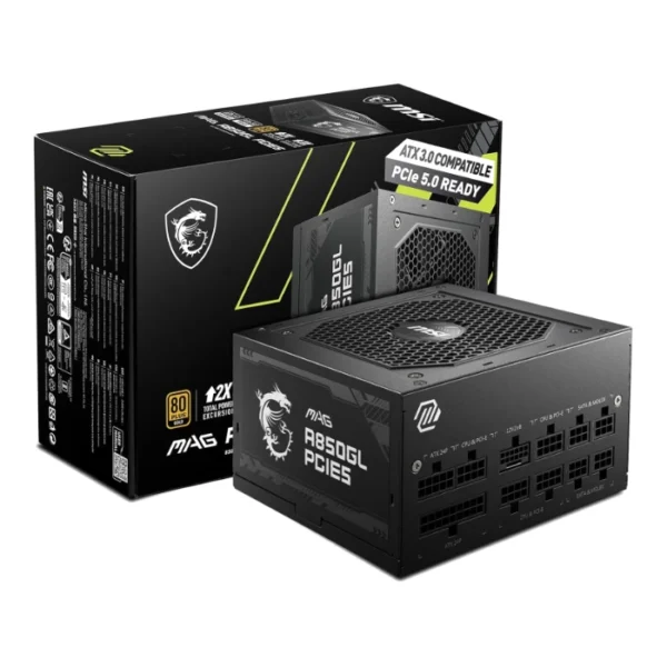 MSI MAG A850GL PCIE5 Gold — Fuente de Poder 850W, Full modular, Negro - Imagen 2