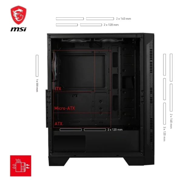 MSI MAG Forge 120A Airflow — Caja ATX, 6 Fans RGB 120mm, negro - Imagen 6