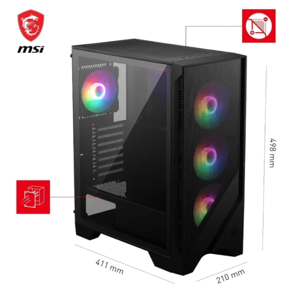 MSI MAG Forge 120A Airflow — Caja ATX, 6 Fans RGB 120mm, negro - Imagen 5