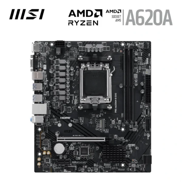 MSI PRO A620AM-B EVO — MicroATX, AM5, DDR5, 2 slots | 911-7E36-002 - Imagen 2