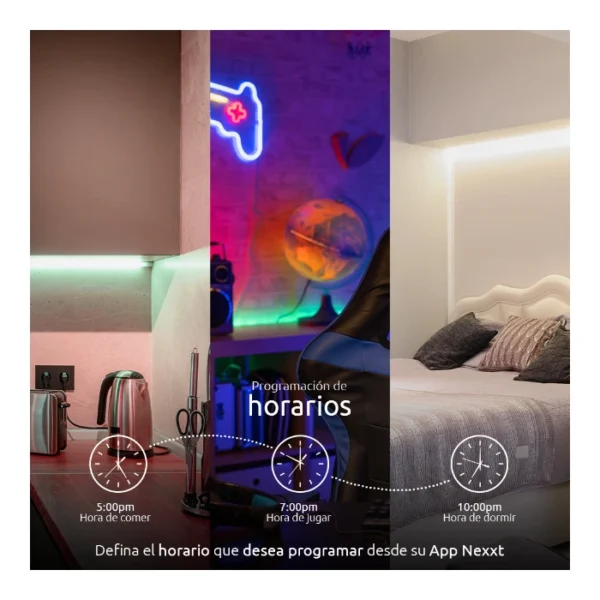 Nexxt Solutions NHB-S613 Cinta LED inteligente Wi-Fi RGBIC de 5m - Imagen 3