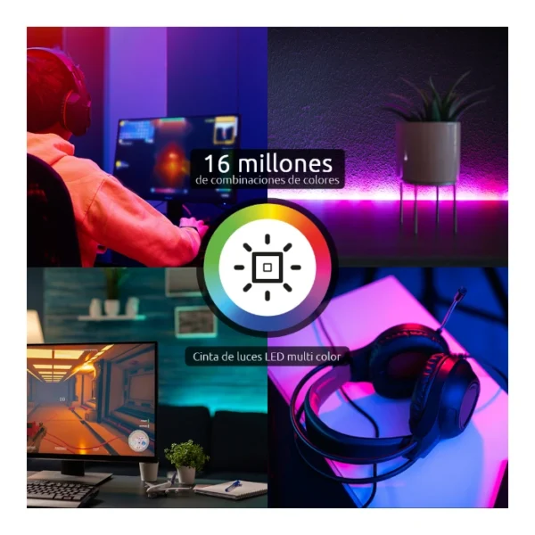 Nexxt Solutions NHB-S613 Cinta LED inteligente Wi-Fi RGBIC de 5m - Imagen 4