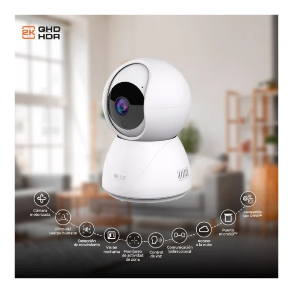 Nexxt Solutions NHC-IP11 2PK Paquete de dos cámaras inteligentes motorizadas Wi-Fi para interiores, 2K QHD, 3MP - Imagen 2