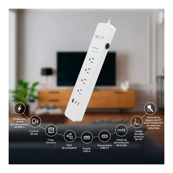 Nexxt Solutions NHP-E710 Protector de sobretensión inteligente Wi-Fi - Imagen 2