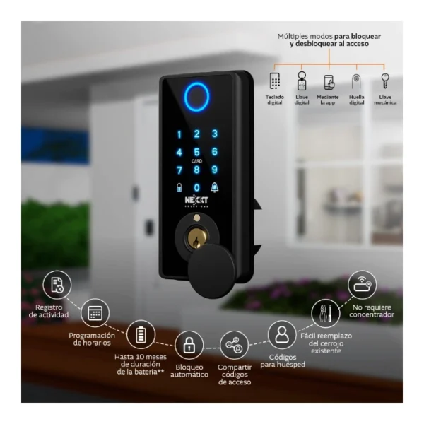 Nexxt Solutions NHS-D150 BK — Cerradura inteligente Wi-Fi, Negro - Imagen 2