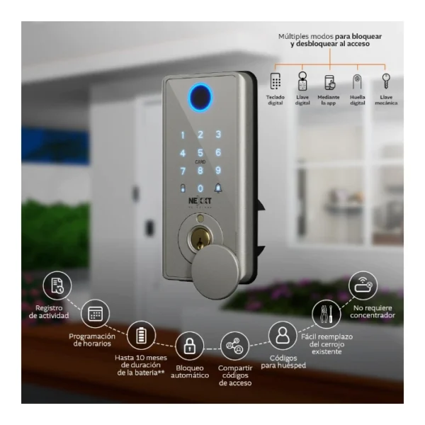 Nexxt Solutions NHS-D150 ST — Cerradura inteligente Wi-Fi, Gris - Imagen 2
