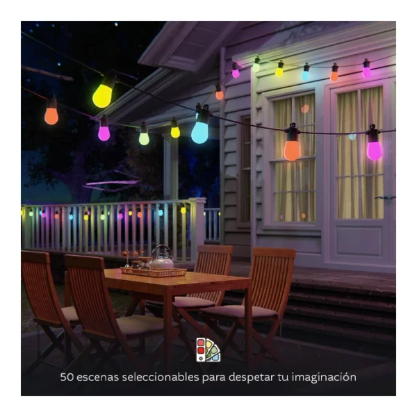 Nexxt Solutions Smart Wi-Fi LED outdoor string lights — Guirnalda de luces LED Inteligentes, Wi-Fi, 14.6m, 15 bombillas - Imagen 5