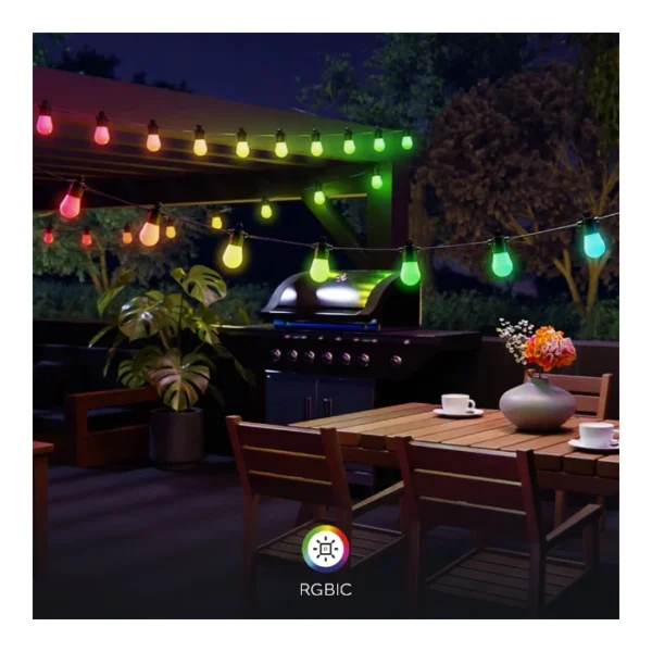 Nexxt Solutions Smart Wi-Fi LED outdoor string lights — Guirnalda de luces LED Inteligentes, Wi-Fi, 14.6m, 15 bombillas - Imagen 2