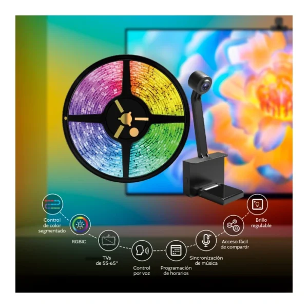 Nexxt Solutions Smart Wi-Fi TV backlight — Cinta LED y cámara para televisores de 55-65" - Imagen 2