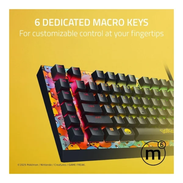 Razer BlackWidow V4 X Pokemon Edition — Teclado mecánico, 6 Macro Keys, cableado – Amarillo - Imagen 2