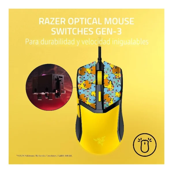 Razer Cobra Pokemon Edition — Mouse alámbrico, 8500 DPI, Chroma RGB - Amarillo - Imagen 2