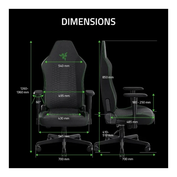 Razer Iskur V2 X —  Silla Gamer | Soporta hasta 136 kg | Negra | No se entrega armada - Imagen 2