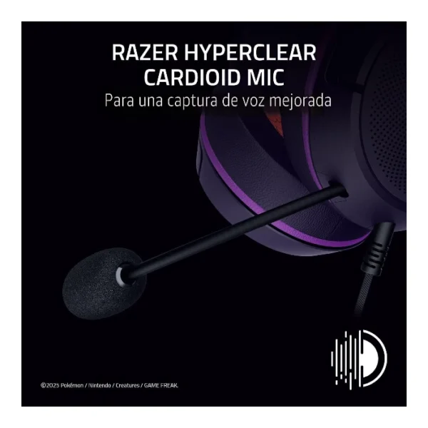 Razer Kraken Kitty V2 Gengar Edition — Auricular alámbrico | multiplataforma | Stereo | Surround 7.1 - Morado - Imagen 5