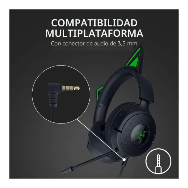 Razer Kraken Kitty V3 X — Auricular alámbrico | 3.5mm | multiplataforma - Negro - Imagen 3