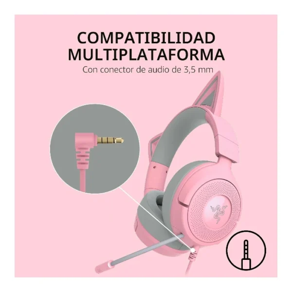 Razer Kraken Kitty V3 X — Auricular alámbrico | 3.5mm | multiplataforma - Rosa - Imagen 3