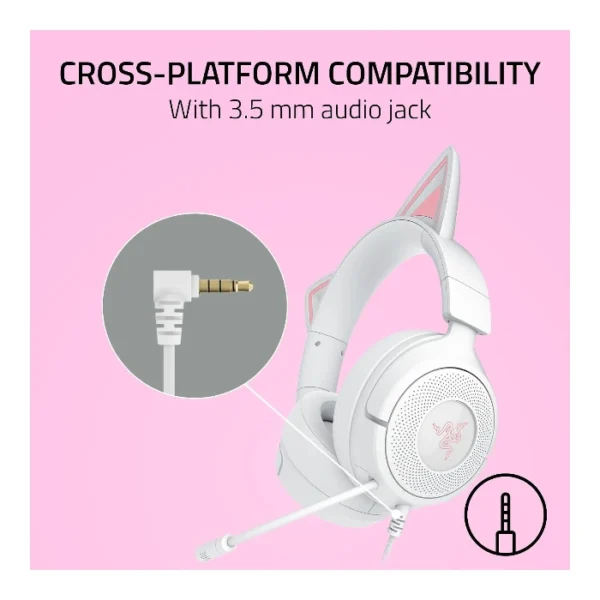 Razer Kraken Kitty V3 X — Auricular alámbrico | 3.5mm | multiplataforma - Blanco - Imagen 3