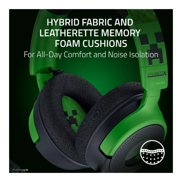 Razer Kraken V4 X Minecraft Edition — Audífonos alámbricos, multiplataforma, Chroma RGB - Verde - Imagen 6